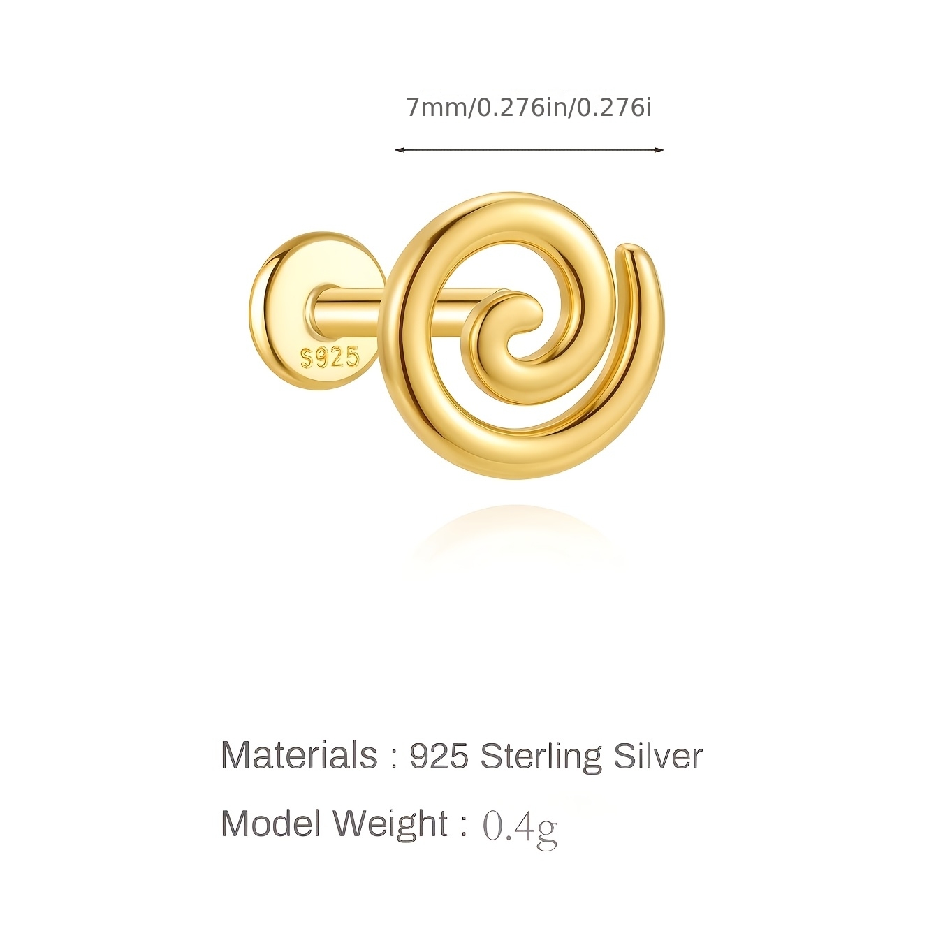 Women's 925 Silver Spiral Stud Earrings — Minimalist Fine Jewellery
